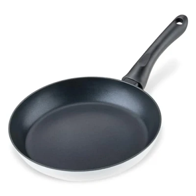 Image of Fackelmann ARCADALINA 24cm Frying Pan, Recycled Aluminium, Non Toxic Stick PFAS Free Ceramic Coating, All Stoves Including Induction, Heat Resistant Handle, 42.5x24x4.1cm, White &amp; Black