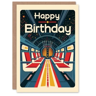 Image of Artery8 Birthday Card Space Ship Future Sci Fi Geek For Him Man Male Dad Brother Son Papa Grandad Greeting