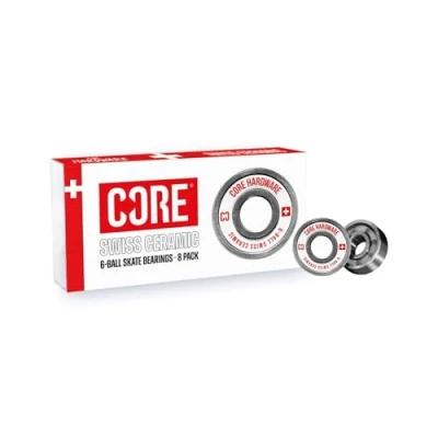 Image of CORE SWISS Skate Bearings Pack of 8 Premium Sealed 608 for Skateboards, Longboards, Stunt Scooters and Roller Skates MultiColoured (8 Pack, SWISS)