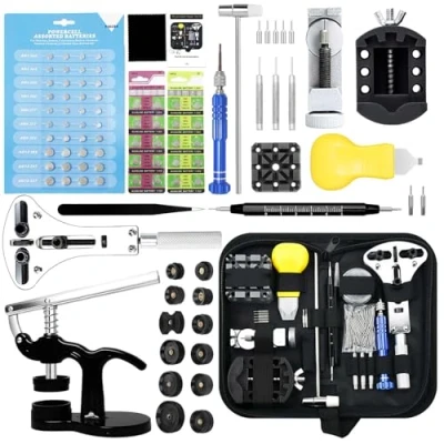 Image of Watch Repair Kit, GLDCAPA Professional Battery Replacement Tools with Carrying Case, Link Removal Tool Case Opener, Press Set 60pcs