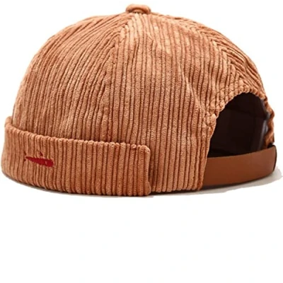 Image of Faringoto Mens Docker Brimless Hats Beanie Skullcap Sailor Cap Camel