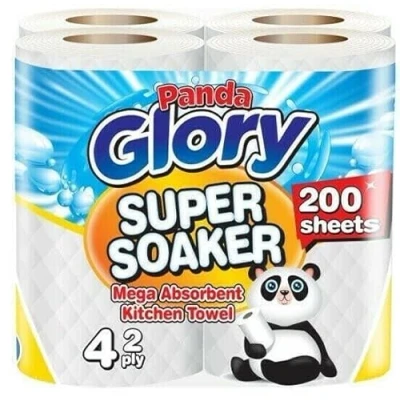 Image of Panda Glory Super Absorbent Kitchen Towels 2PLY Mega Paper Towel Roll with 200 Extra Thick Sheets Multipurpose Rolls (48 Rolls)