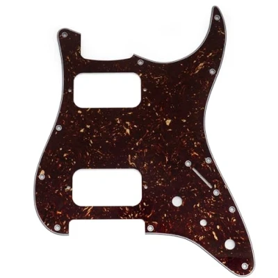 Image of Musiclily Pro 11 Holes ST HH Guitar Pickguard with Round Corner Uncovered Humbucker 2 Pot Mini Switch Layout for Fender Squier Strat Style Electric Guitar, 4ply Tortoise Shell