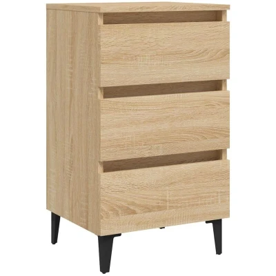 Image of vidaXL Bed Cabinet with Metal Legs Sonoma Oak 40x35x69 cm