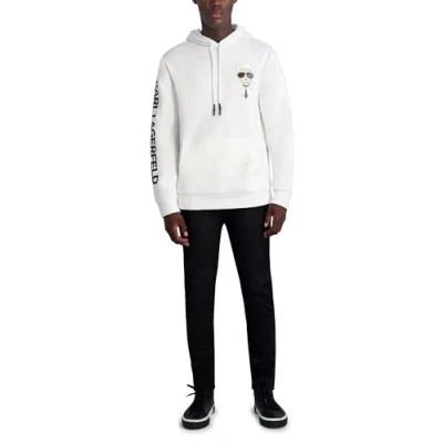 Image of Karl Lagerfeld Paris Men&#039;s Character Hoodie Hooded Sweatshirt, White, S