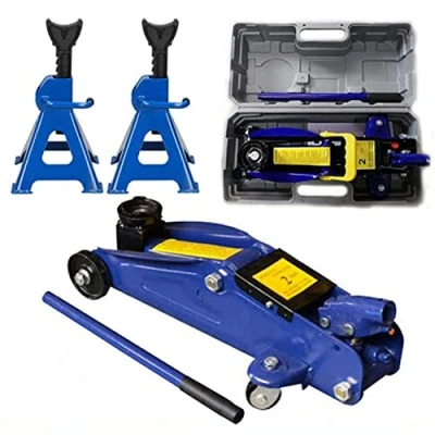 Image of Feidak 2 Ton Trolley Jack Stand Low Profile Hydraulic Car with Carry Case + Heavy Duty 3T Axle Support, Made Solid Steel