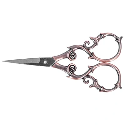 Image of Vintage European Style Sewing Scissors Flower Plum Blossom Embroidery Stainless Steel for Tailor Craft Work(RED)