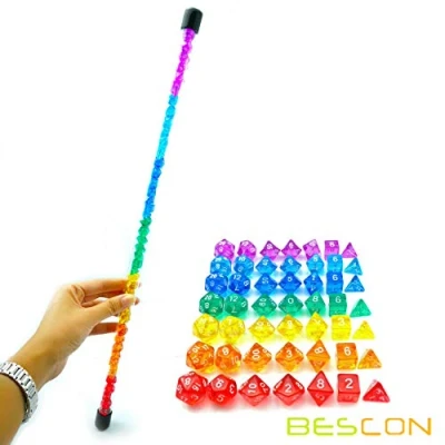 Image of Bescon 49pcs Rainbow Gem Mini Polyhedral Dice Set in Long Tube, Dungeons and Dragons RPG 7X7pcs,
