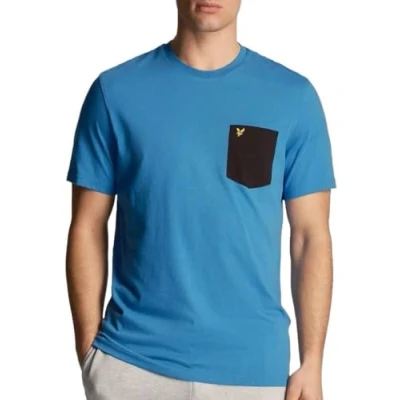 Image of Lyle &amp; Scott Contrast Pocket T Shirt Spring Blue/Jet Black XL