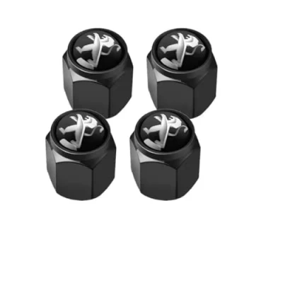 Image of 4pcs Car Tyre Valve Caps for Peugeot 2008 2019 2023,Metal Corrosion Resistant Automotive Tyres Stem Dust Covers Screw On with Seal Auto Tire Accessories,Black