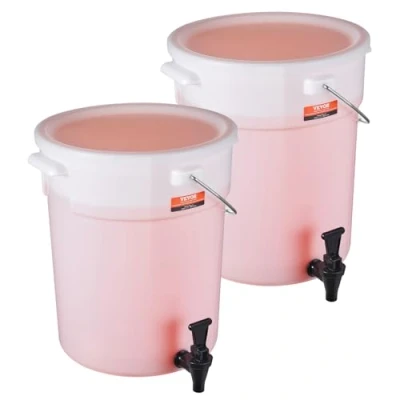 Image of VEVOR Beverage Dispenser, 5 Gallon Drink Dispensers for Parties, Plastic Juice Dispenser with Spigot and Lid, Iced Tea Lemonade Water Restaurants, Hotels, 2 Pack