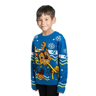 Image of United Labels Paw Patrol Jumper Chase, Blue, 110 116, Christmas for Boys, Winter Knitted