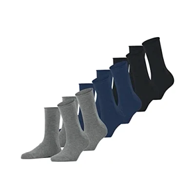 Image of FALKE Women&#039;s Happy 6 Pack W SO Cotton Plain Pairs Socks, Multicolor (Sortiment 0010), 2.5 5