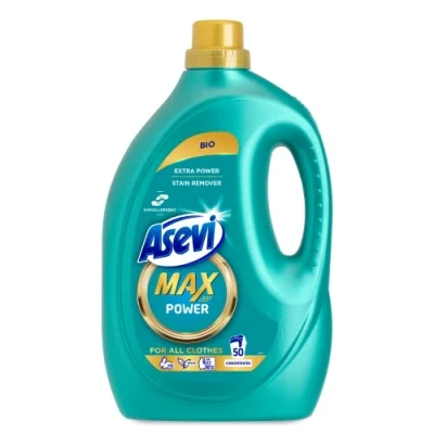 Image of Asevi Max, Hypoallergenic Bio Laundry Detergent, Concentrated Liquid Washing Cleanser, Power, 2.5L, 50 Washes