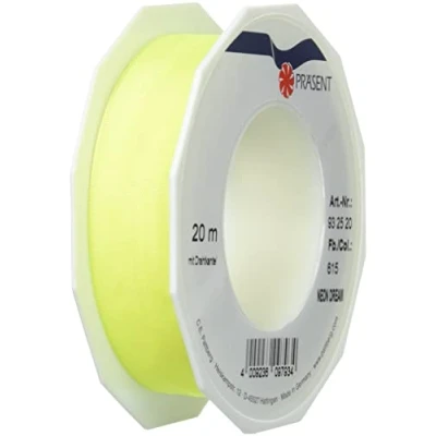 Image of C.E. Pattberg NEON DREAM Wired Edge Taffeta Ribbon in yellow, 22 Yards Bow for Colourful Presents, 1 inch width, Gaudy Gift Wrappings, Decorations &amp; other Adornments