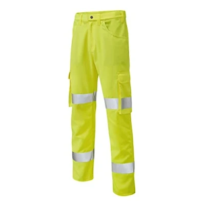 Image of Leo Workwear Yelland ISO 20471 CL 1 Lightweight Poly/Cotton Cargo Trouser Hi vis Yellow40R