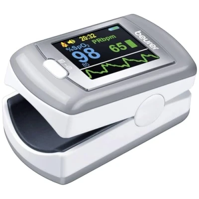 Image of beurer PO 80 pulse oximeter, measurement of oxygen saturation (SpO₂) and heart rate (pulse), 24h continuous recording, software SpO₂ Assistant, alarm function 1 pack