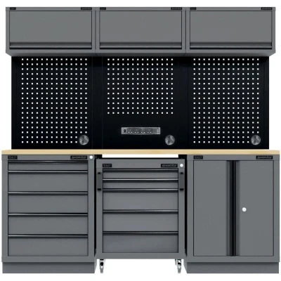 Image of Superline Pro Black Edition Storage System with Rubber Wood Worktop 2.04m APMSBESTACK03W