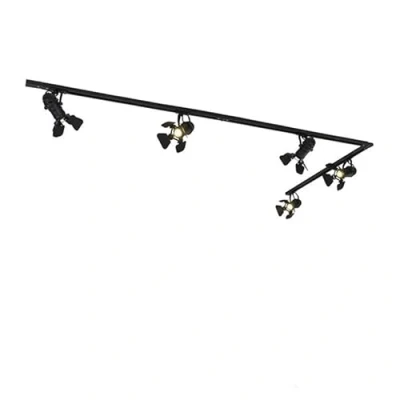 Image of Qazqa Rail System with 5 Spots Black Movie Modern Suitable for LED GU10 Way Light Aluminium Surface Mounted spotway Bedroom I