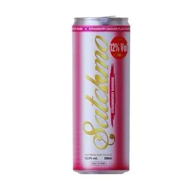 Image of Satchmo Strawberry Daiquiri Rum Cocktail, 12% ABV, Premium Bar Quality Cocktails, Ready to Drink , (250 ml (Pack of 12), Daiquiri)
