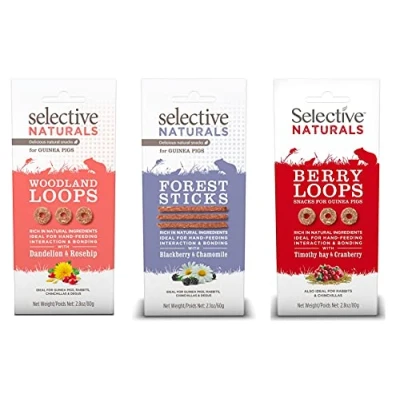 Image of 3 PACK SELECTIVE NATURALS MIXED VARIETY SMALL ANIMAL GUINEA TREATS STICKS LOOPS