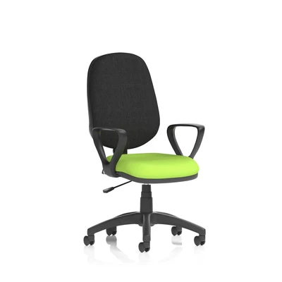 Image of Eclipse Plus I Lever Task Operator Chair Black Back Bespoke Seat with Loop Arms In Myrrh Green