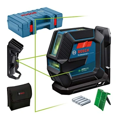Image of Bosch Professional Laser Level GLL 2 15 G (green laser, interior, LB 10 mount, ceiling clamp, visible working range: up to 15m, 4x AA battery, in carrying case)