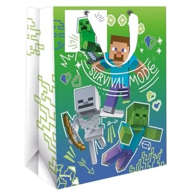 Image of Danilo Promotions Ltd MINECRAFT GIFT BAG MEDIUM SIZE BIRTHDAY CELEBRATION