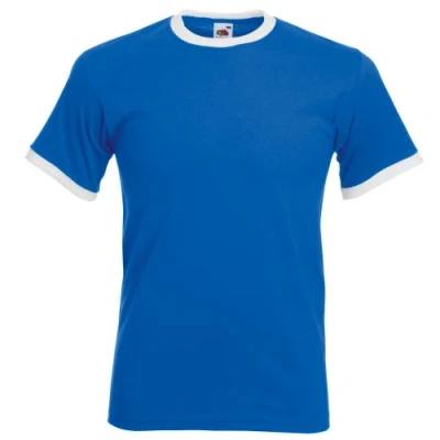 Image of Fruit of the Loom Mens Ringer Short Sleeve T Shirt (Navy/White) Cotton Size Small