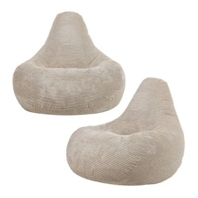 Image of icon Dalton Kids Bean Bag, Beige, 2 Pack, Cord Bag Chair with Filling Included for Girls and Boys, Childrens Chair, Beanbags Children, Playroom Décor, Bedroom Accessories