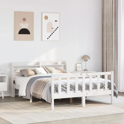 Image of vidaXL Bed Frame without Mattress White 150x200 cm King Size Solid Wood Pine