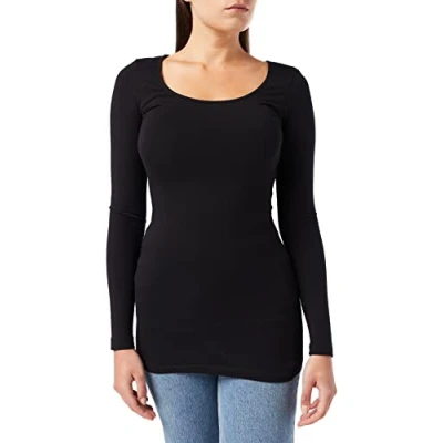 Image of Vero Moda Women&#039;s Vmmaxi My Soft U neck Noos Long Sleeve Top, Black, 34 UK