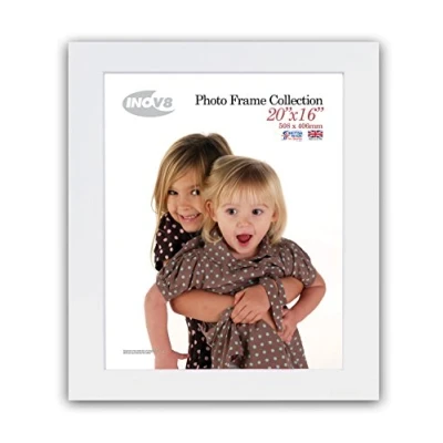 Image of Inov8 British Made Real Wood Picture/Photo Frame 20x16&quot; Inch(51x41cm) Kayla 30mm White