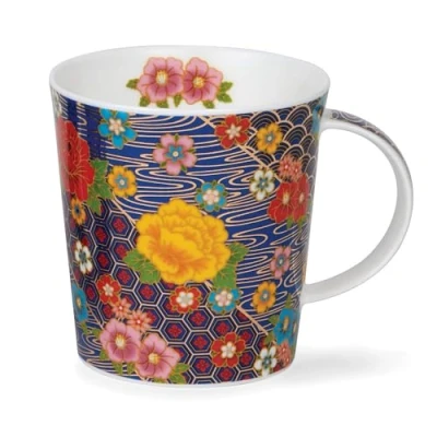 Image of Dunoon Lomond Fine Bone China Mug Design Kyushu with Gold Detailing (Multi Colour Pattern)