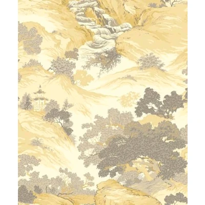Image of Crown Wallcoverings Oriental Landscape Wallpaper Yellow M1192 Full Rol