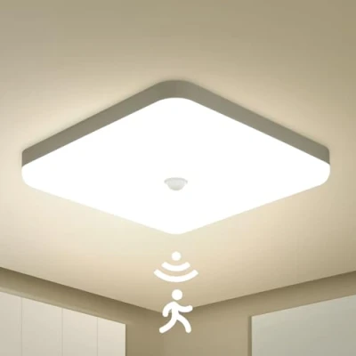 Image of Combuh LED Ceiling Light with Motion Sensor 30W 2400LM Natural White 4000K Square Lamp PIR Detectorfor Bathroom, Garage, Corridors, Stairway, Balcony 25 * 4CM