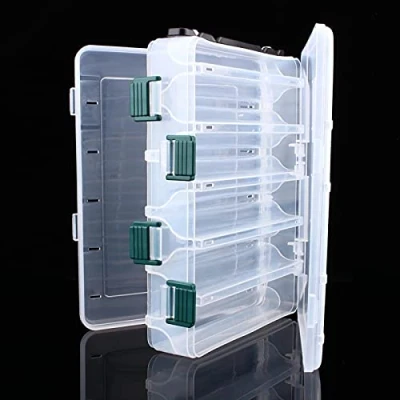 Image of Demeras Two Sided Fishing Lure Case 12 Compartments Plastic Clear Tackle Hook Bait Storage Box Large