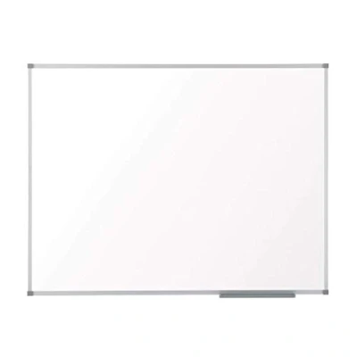 Image of Nobo Steel Magnetic Whiteboard, 2400 x 1200mm, Aluminium Trim, Corner Wall Mounting, Includes Whiteboard Pen Tray, Essence Range, 240 120cm, White, 1905214