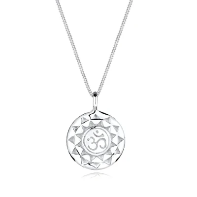 Image of Elli Women Genuine Jewellery Necklace Chain with Pendant Cross Yoga Mantra Om Symbol Of Protection 925 Sterling Silver Length 45 cm
