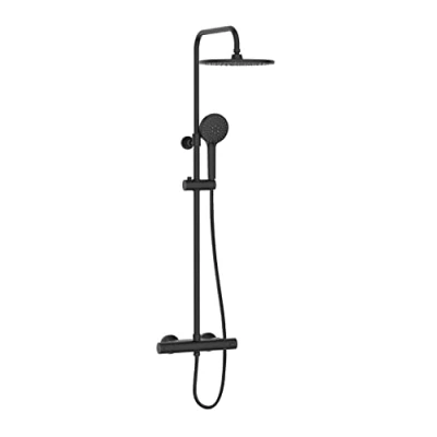 Image of Bristan BUZ SHXDIVCTFF BLK Buzz Thermostatic Bar Shower with Rigid Riser Mixers, Black
