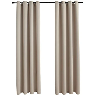 Image of vidaXL Blackout Curtains with Metal Rings 2 pcs Beige 140x245 cm
