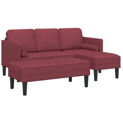 Image of vidaXL 2 Piece Sofa Set with Cushions in Wine Red Fabric