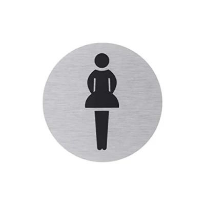 Image of Metafranc 507250 Adhesive Sign Symbol: Women&#039;s Diameter 75 mm Made of Aluminium In Modern Stainless Steel Look Self Back/Signage/Information Sign/Commercial Marking
