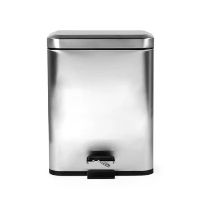 Image of Beldray Dual Compartment Bin Separation Trash Can, Rectangular Rubbish Bin, 5 Litre, Removable Inner Buckets, Foot Pedal, Waste for Office, Bathroom, Bedroom, Stainless Steel, LA035235SSFEU7