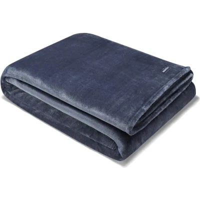 Image of Nautica Queen Blanket, Super Soft Plush Fleece Bedding, Warm &amp; Cozy Home Decor (Solid Navy, Queen)