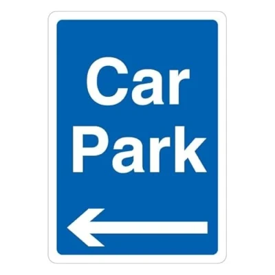 Image of V Safety Car Park Blue Arrow Left 297 x 210 Self Adhesive Vinyl Sign