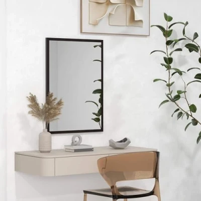 Image of HOMCOM Decorative Rectangular Wall Mirror, 70 x 50 cm Mounted Bathroom Mirror for Living Room, Bedroom, Hallway, Black