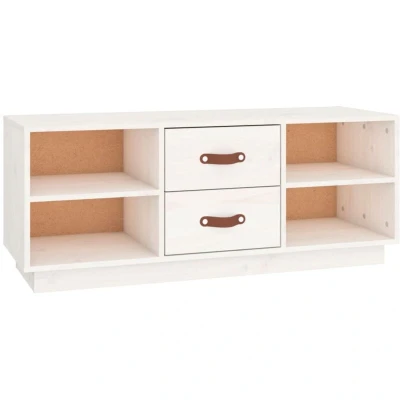 Image of vidaXL TV Cabinet White 100x34x40 cm Solid Wood Pine