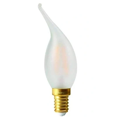 Image of Girard Sudron 713180 LED 35mm &#039;Coup De Vent&#039; Bent Flame Candle CV4 Filament Lightbulb Lamp, E14 (SES Small Edison Screw Cap), Frosted, Warm White, 580 Lumens, 5 W