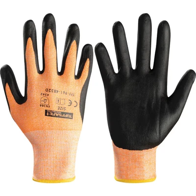 Image of Tuffsafe Cut Resistant Gloves, Nitrile Foam Coated, Orange/Black, Size 7